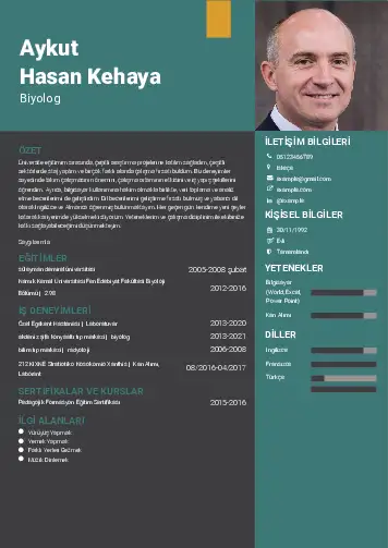 Biyolog CV Örnekleri cv indir